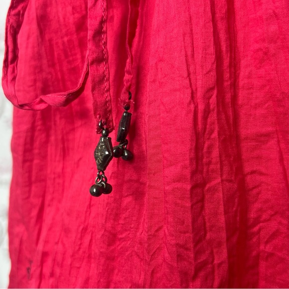 Guess tank top boho embroidered bottom paisley print beaded ties red halter - Picture 7 of 12